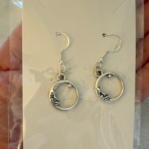 Silver Moon and Star Earrings